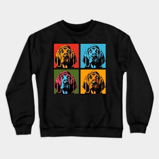 Pop Retro Bloodhound Art Painting - Cute Puppy Crewneck Sweatshirt